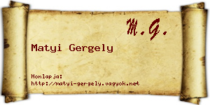 Matyi Gergely névjegykártya